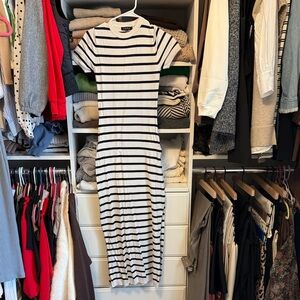 G/FORE Black and White Striped Midi Dress
